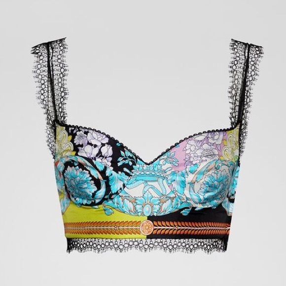 Versace silk NWOT bralette baroque size 42 New multi colored - Picture 8 of 8